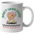 thumbnail image 1 of Don't Look Back, You're Not Going That Way Quote with Retro Flower Art Merch Gift, White 11oz Ceramic Mug, 1 of 5