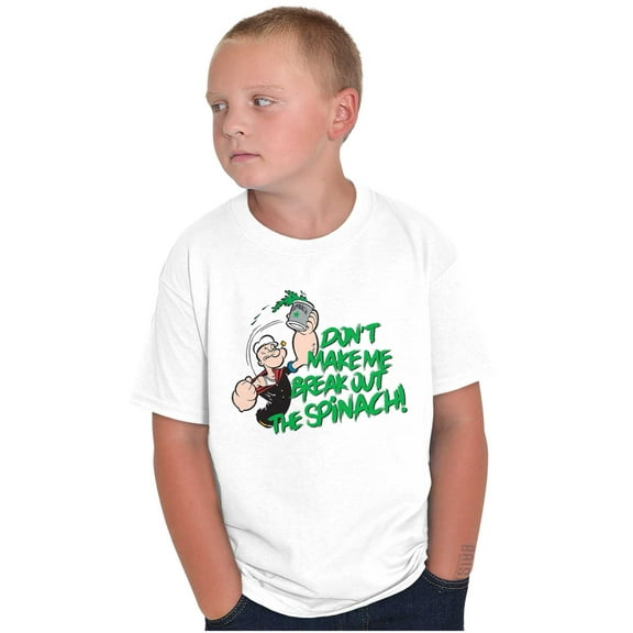 Don't Make Me Break Out The Spinach Crewneck T Shirts Boy Girl Teen Brisco Brands S