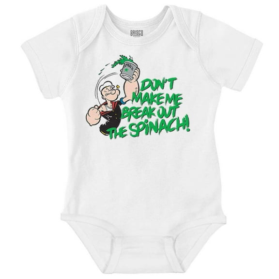 Don't Make Me Break Out The Spinach Romper Boys or Girls Infant Baby Brisco Brands 18M