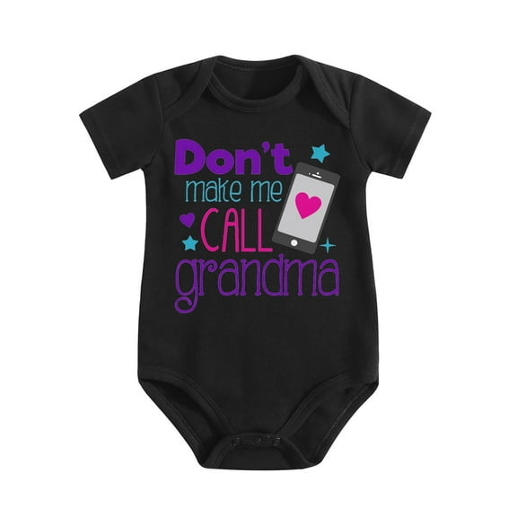 Don't Make Me Call Grandma - Funny Infant Baby Bodysuit, One-Piece Creeper for Boys & Girls Black-style 6-9M