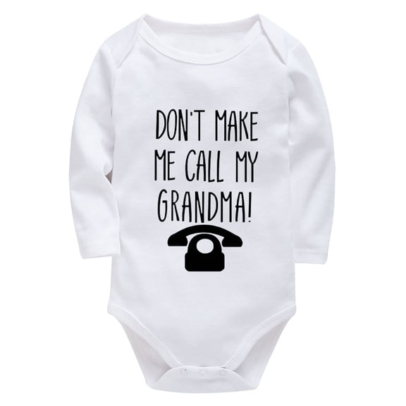 Don't Make Me Call My Grandma Infant Girl Romper Long Sleeve Going Home Outfit Baby Girl White Baby Girl Rompers