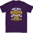 thumbnail image 1 of Don't Mess With A Beekeeper T-Shirt Funny Hive Hobby Humor Text Tee - Purple, 2XL, 1 of 1