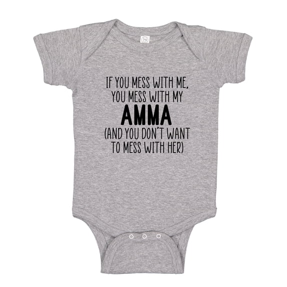 Don't Mess With My Amma Baby Bodysuit One Piece NB Athletic Heather