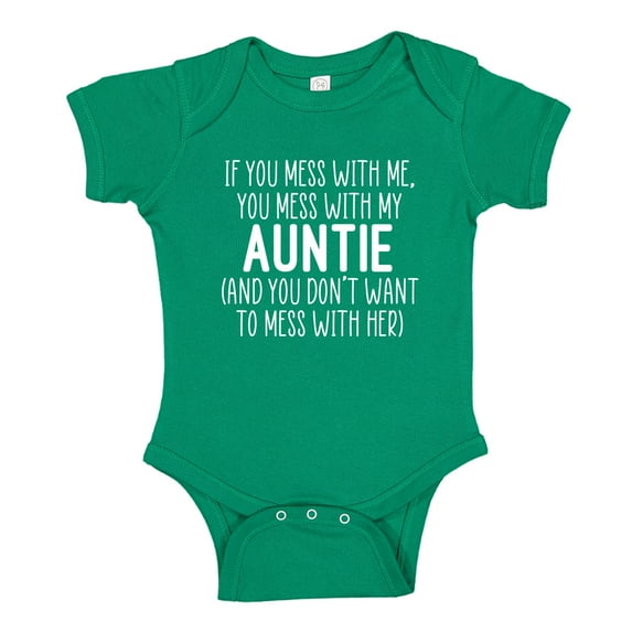 Don't Mess With My Auntie Baby Bodysuit One Piece 24 mo Kelly Green