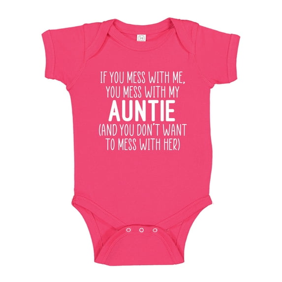 Don't Mess With My Auntie Baby Bodysuit One Piece NB Cyber Pink