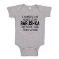 thumbnail image 1 of Don't Mess With My Babushka Baby Bodysuit One Piece NB Athletic Heather, 1 of 3