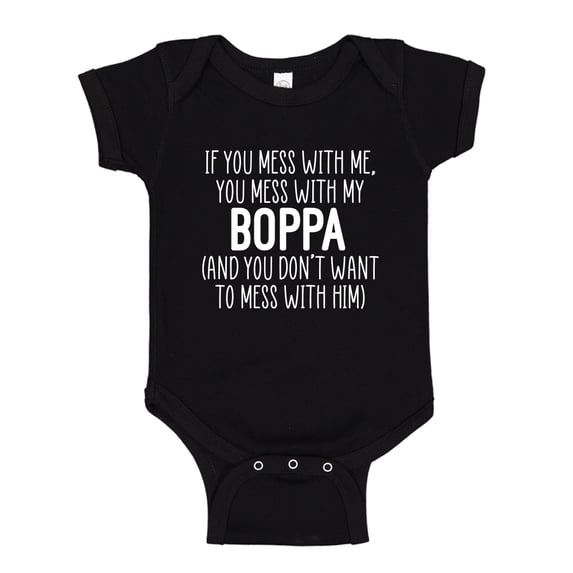 Don't Mess With My Boppa Baby Bodysuit One Piece 12 mo Black