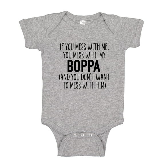 Don't Mess With My Boppa Baby Bodysuit One Piece NB Athletic Heather