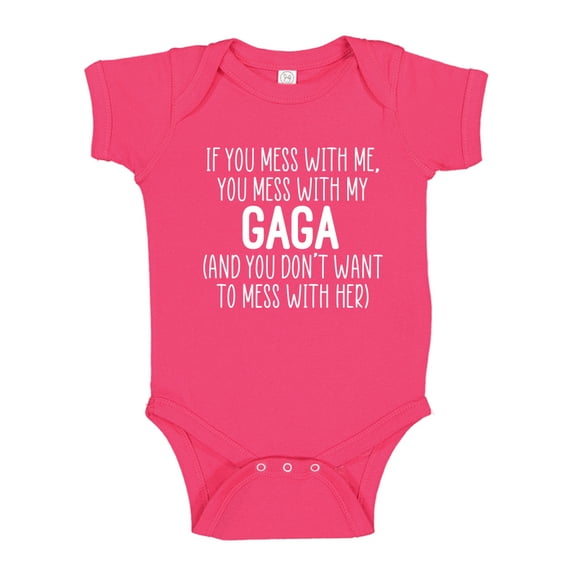 Don't Mess With My Gaga Baby Bodysuit One Piece 18 mo Cyber Pink