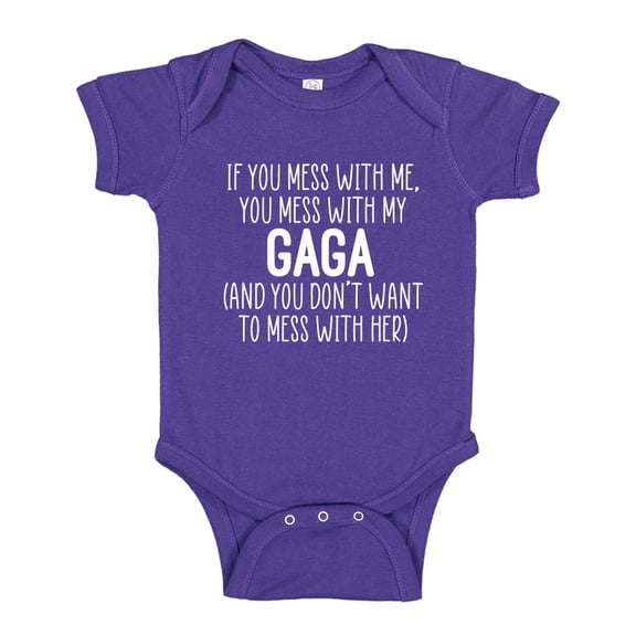 Don't Mess With My Gaga Baby Bodysuit One Piece 18 mo Purple