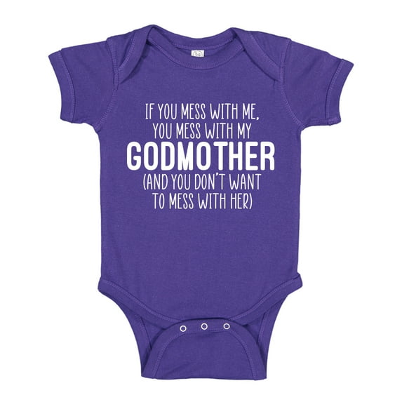 Don't Mess With My Godmother Baby Bodysuit One Piece NB Purple