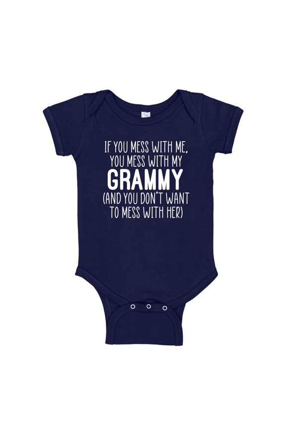 Don't Mess With My Grammy Baby Bodysuit One Piece 12 mo Navy Blue