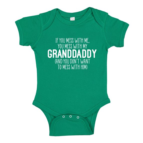 Don't Mess With My Granddaddy Baby Bodysuit One Piece 18 mo Kelly Green