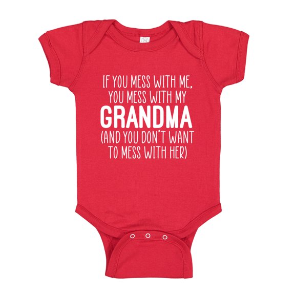 Don't Mess With My Grandma Baby Bodysuit One Piece 18 mo Red