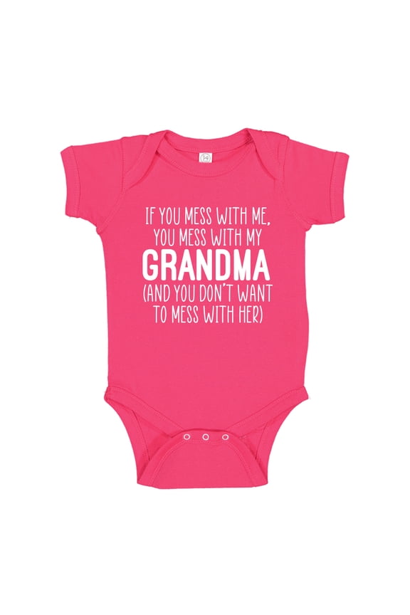 Don't Mess With My Grandma Baby Bodysuit One Piece NB Cyber Pink