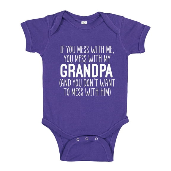 Don't Mess With My Grandpa Baby Bodysuit One Piece NB Purple