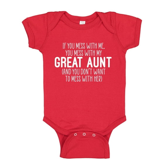 Don't Mess With My Great Aunt Baby Bodysuit One Piece NB Red