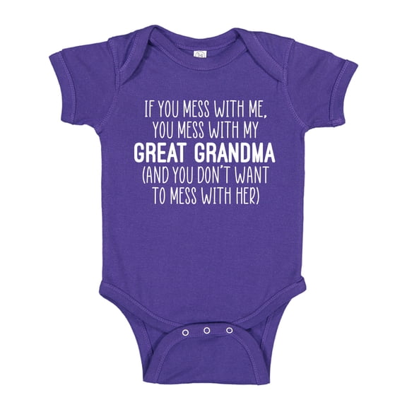 Don't Mess With My Great Grandma Baby Bodysuit One Piece NB Purple