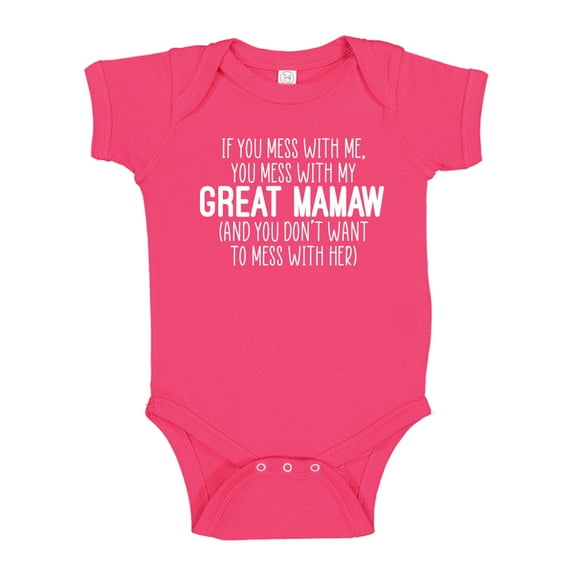 Don't Mess With My Great Mamaw Baby Bodysuit One Piece 24 mo Cyber Pink