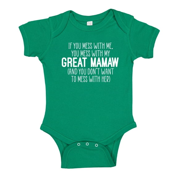 Don't Mess With My Great Mamaw Baby Bodysuit One Piece 24 mo Kelly Green
