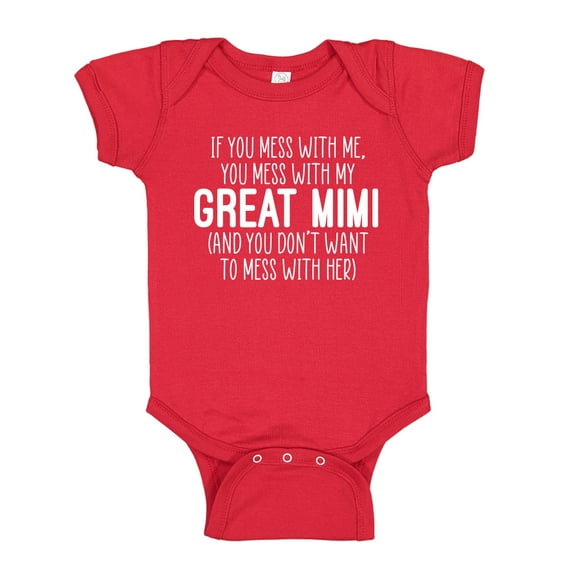 Don't Mess With My Great Mimi Baby Bodysuit One Piece NB Red