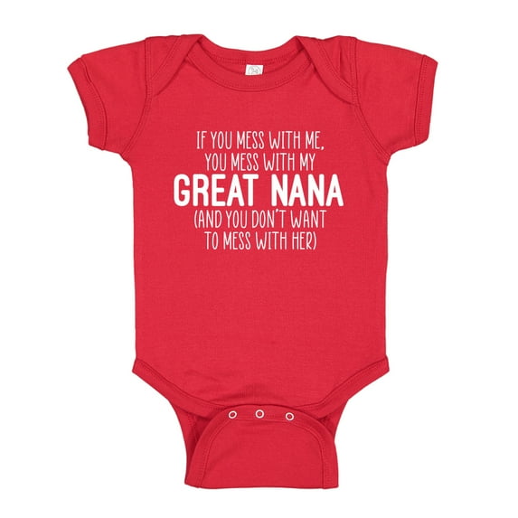 Don't Mess With My Great Nana Baby Bodysuit One Piece NB Red