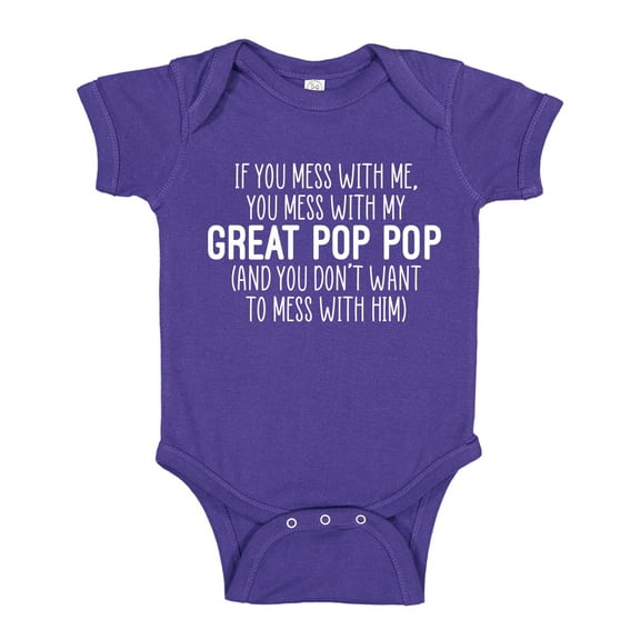 Don't Mess With My Great Pop Pop Baby Bodysuit One Piece 12 mo Purple
