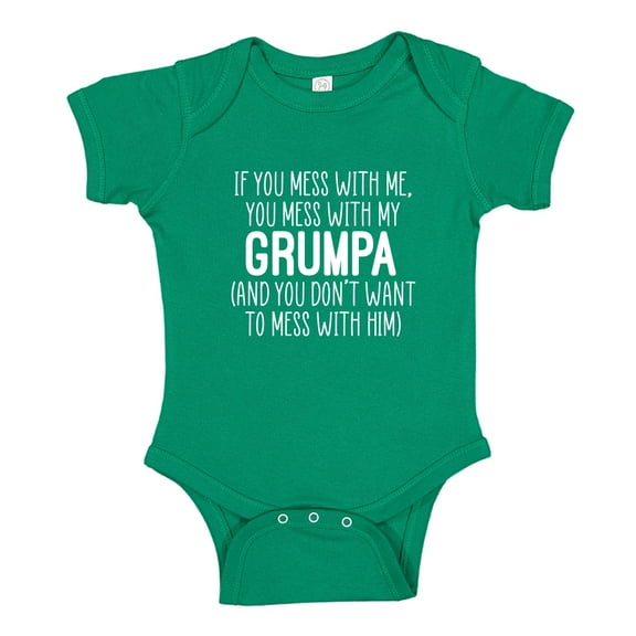 Don't Mess With My Grumpa Baby Bodysuit One Piece 12 mo Kelly Green