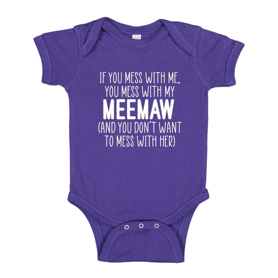 Don't Mess With My Meemaw Baby Bodysuit One Piece 12 mo Purple