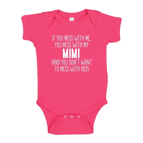 Don't Mess With My Mimi Baby Bodysuit One Piece NB Cyber Pink