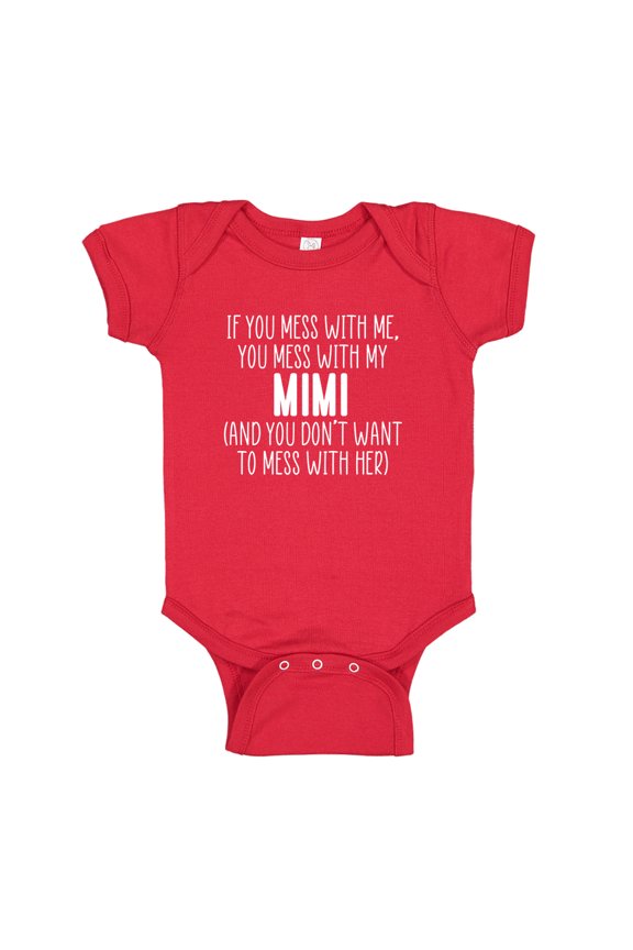 Don't Mess With My Mimi Baby Bodysuit One Piece NB Red