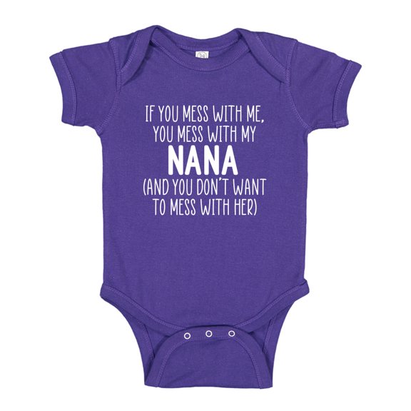 Don't Mess With My Nana Baby Bodysuit One Piece NB Purple