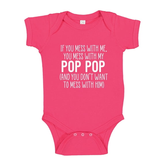 Don't Mess With My Pop Pop Baby Bodysuit One Piece 18 mo Cyber Pink