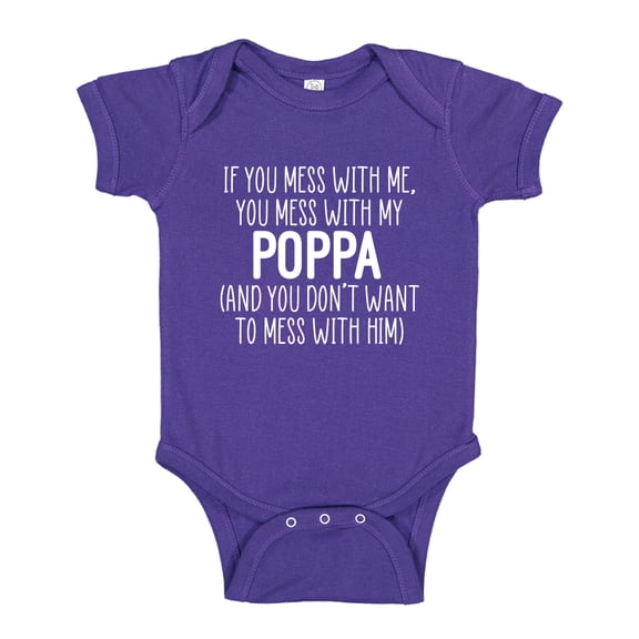 Don't Mess With My Poppa Baby Bodysuit One Piece 6 mo Purple