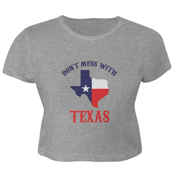 Don't Mess With Texas Juniors Crop Top T-Shirt Heather MD