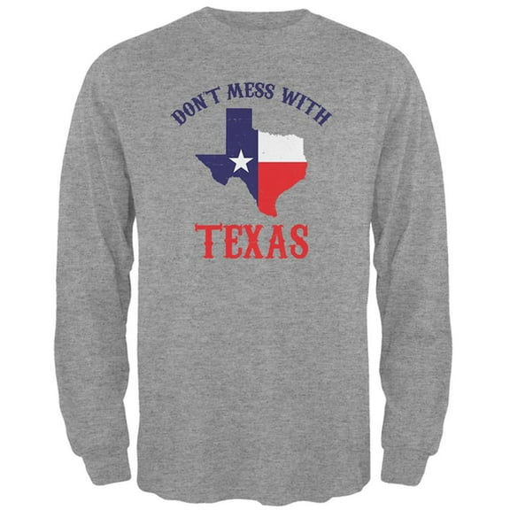 Don't Mess With Texas Mens Long Sleeve T Shirt Heather SM