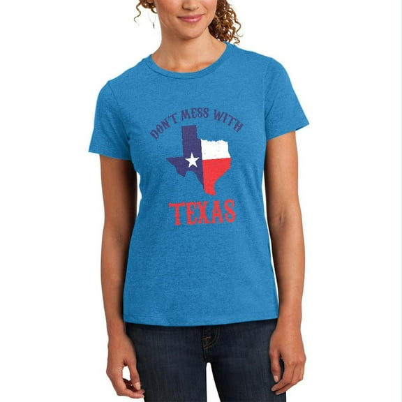Don't Mess With Texas Womens Soft Heather T Shirt Heathered Bright Turquiose SM