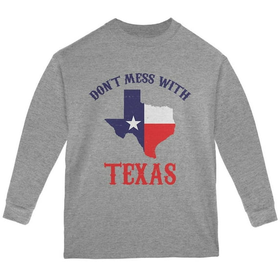 Don't Mess With Texas Youth Long Sleeve T Shirt Storm Grey YLG