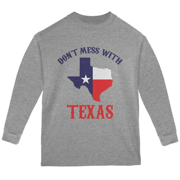 Don't Mess With Texas Youth Long Sleeve T Shirt Storm Grey YSM