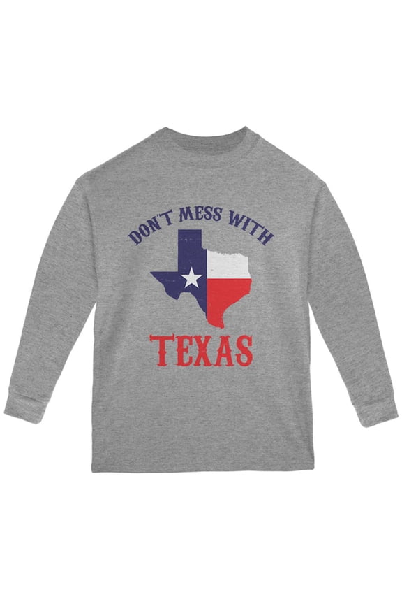 Don't Mess With Texas Youth Long Sleeve T Shirt Storm Grey YXL