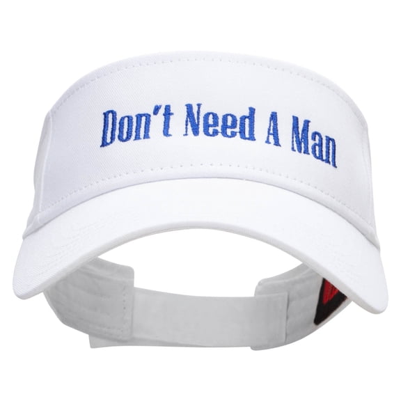 Don't Need A Man Embroidered Cotton Twill Sun Visor - White OSFM