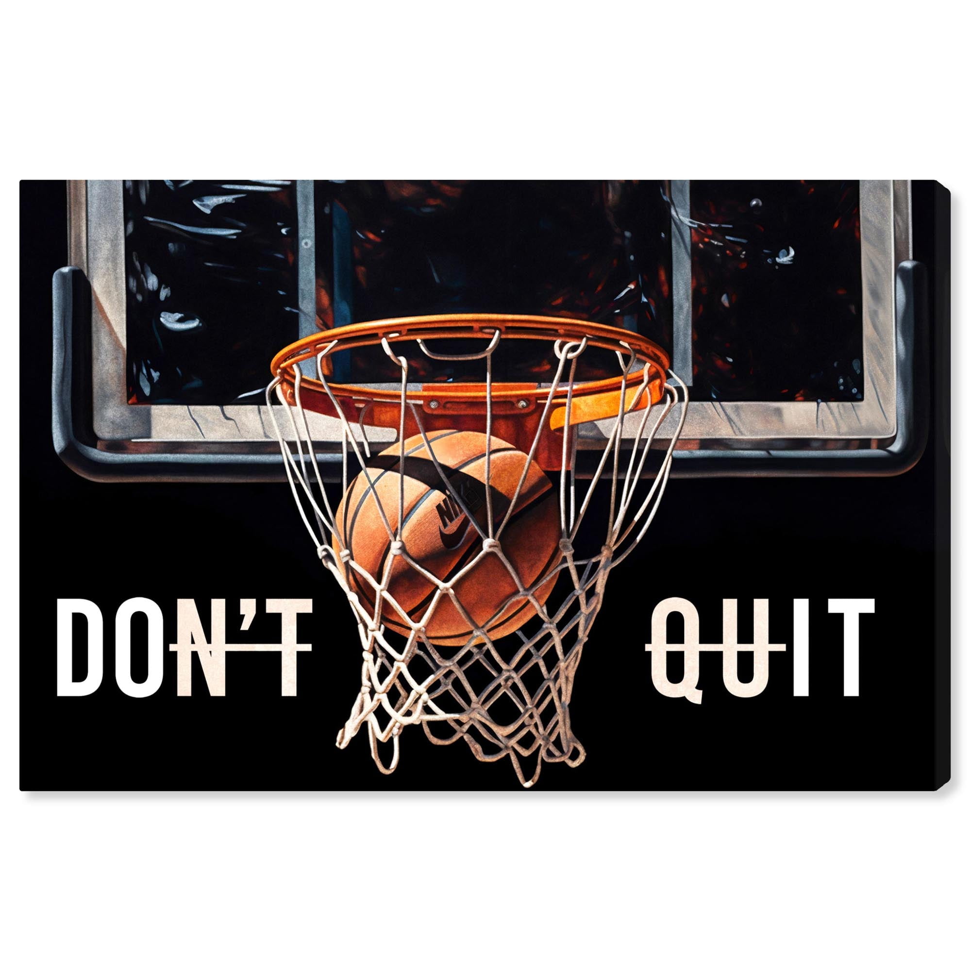 Don't Quit Basketball Hoop Gallery Wrapped Canvas Art Print, 30" x 20"