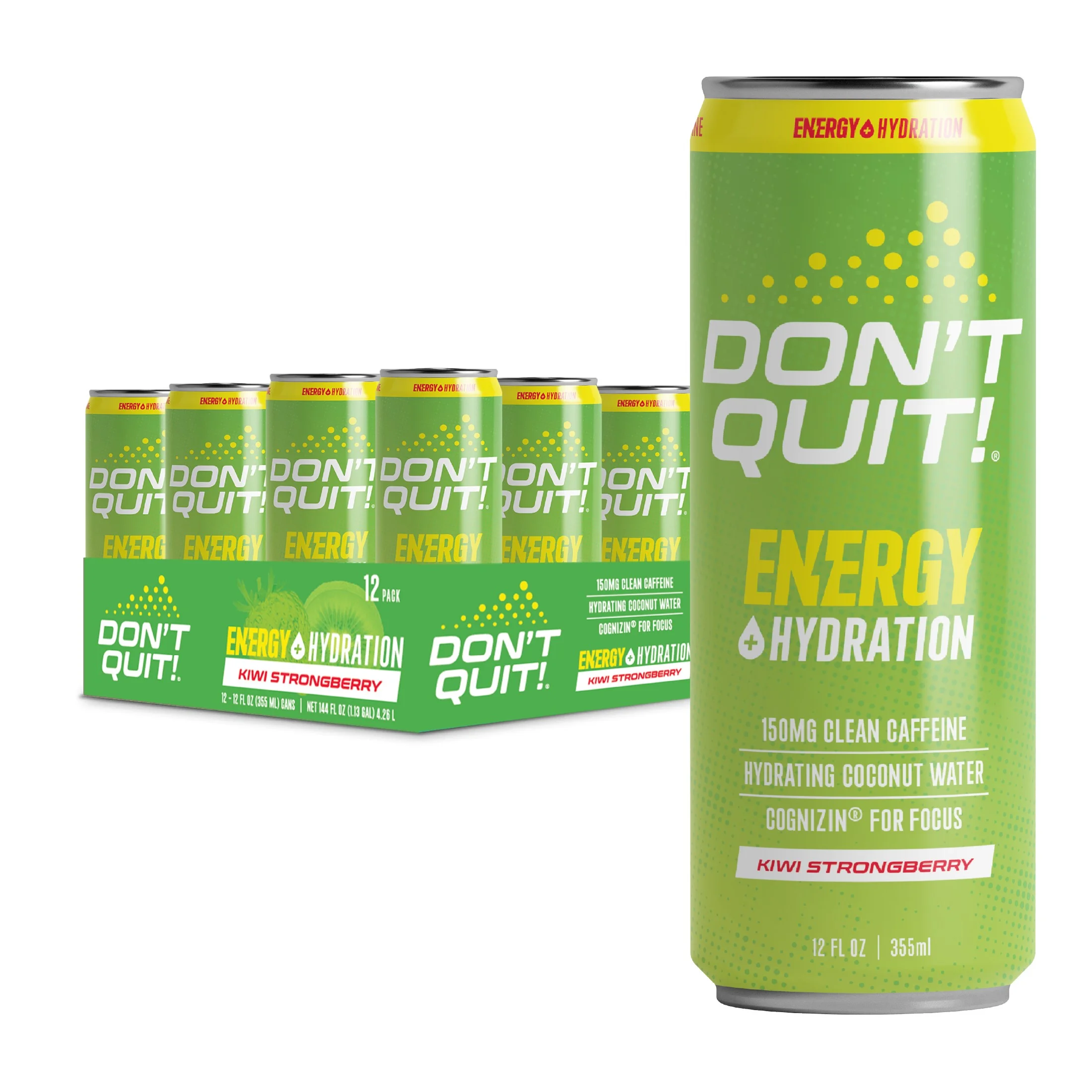 Don't Quit Clean Sports Energy, Kiwi Strongberry 12oz 12pk