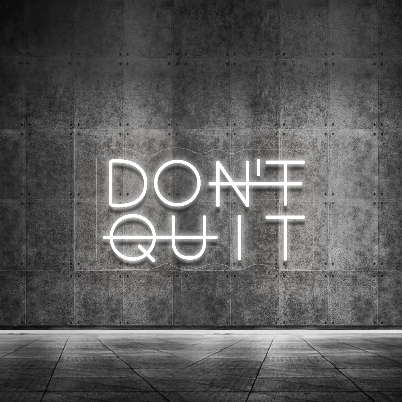 Don't Quit White LED Neon Wall Sign with Acrylic Backboard