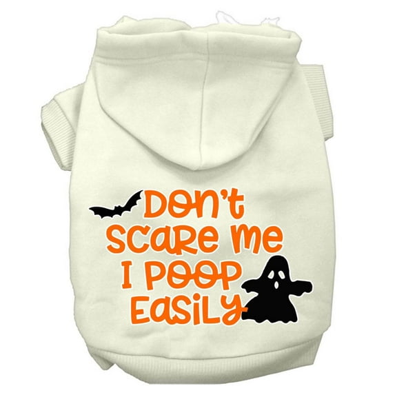 Halloween Pet, Dog Cat Hoodie Screen Printed, "Don't Scare Me, I Poop Easily"