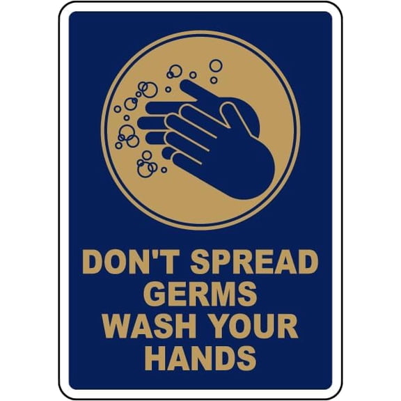 Don't Spread Germs Wash Hands Sign Metal Sign 8x12 Inch \u2013 Safety for Home, Office, or Workplace
