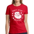 thumbnail image 1 of Don't Stop Believin' Christmas Party Ladies T-Shirt Merry Christmas Women Shirt - S M L XL 2XL 3XL Xmas Graphic Tee - Christmas Gift Holiday Gifts, 1 of 2