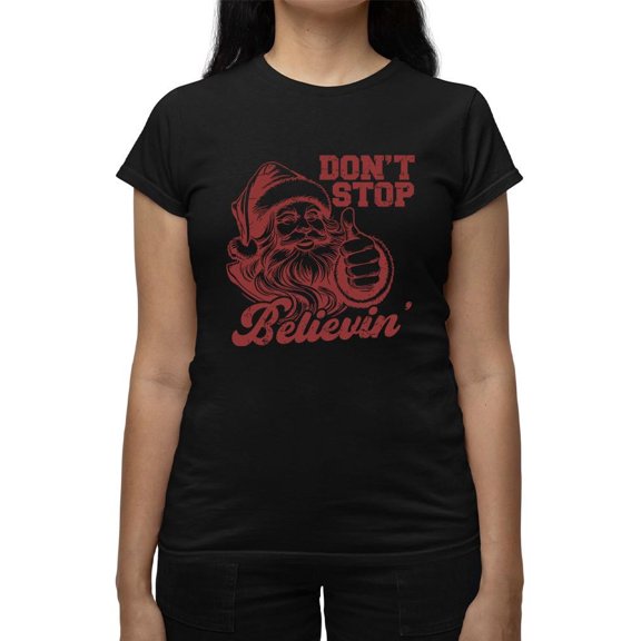 Don't Stop Believin' Christmas Santa Tee
