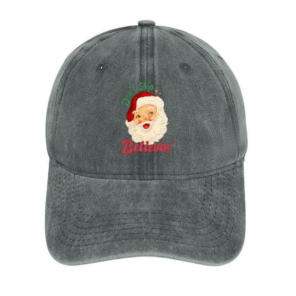Don’t Stop Believin’ Santa Gray Hat Adjustable Funny Fashion Unisex Baseball Cap For Men Women