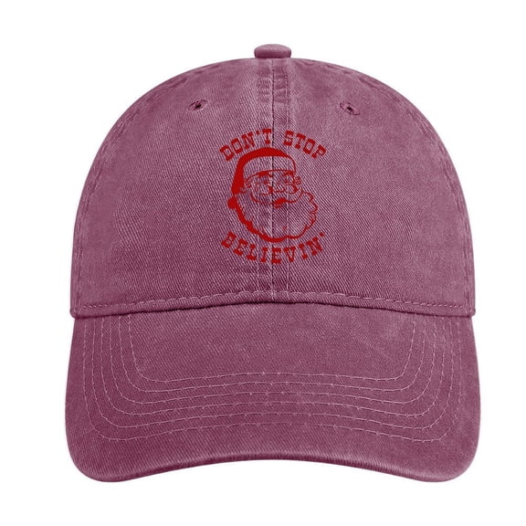 Don’t Stop Believin’ Santa Wine Red Hat Adjustable Funny Fashion Unisex Baseball Cap For Men Women
